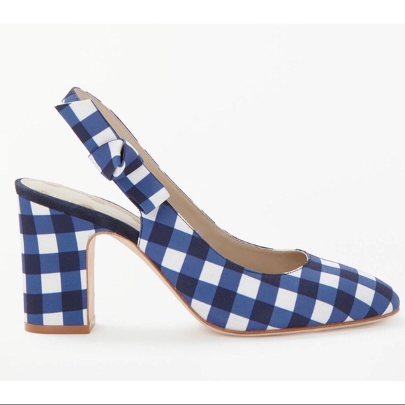 Boden Shoes - BODEN Sena Navy Blue & White Gingham Slingbacks